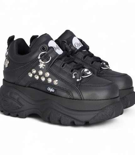 Buffalo Womens Black Studded Chunky Platform Fashion Trainers - 1339-14-PUNK