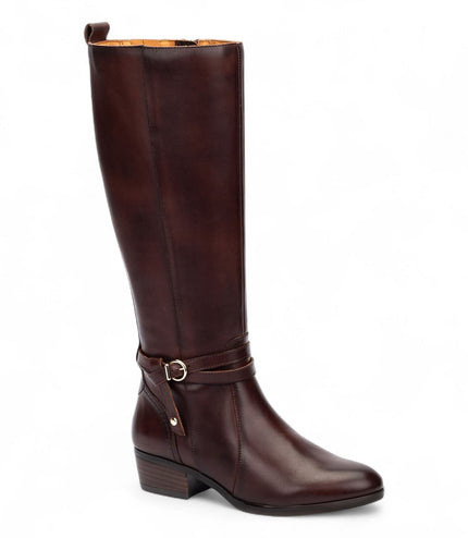 Pikolinos Women's Knee High Tall Caoba Brown Leather Boots - Daroca
