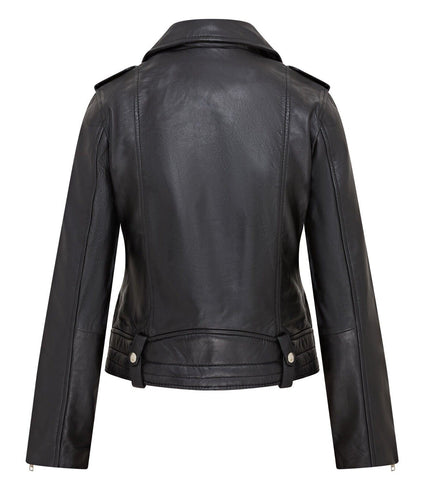 Womens Black Leather Brando Jacket - Chennai