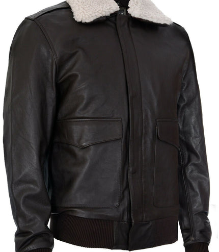 Mens Air Force A2 Cowhide Bomber Jacket-Montreal - Brown