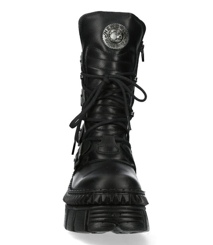 New Rock Mid-Calf Leather Platform Boots-WALL373-S6