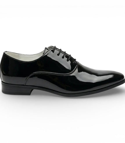 Men's Formal Black Patent PU Leather Oxford Dress Brogue Shoes