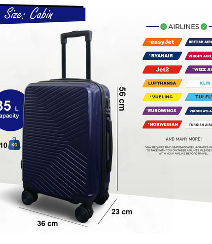 Junee Cabin Hard Shell Suitcase in Navy Blue