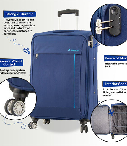 Clevedon Set of 3 Soft Shell Suitcase in Blue