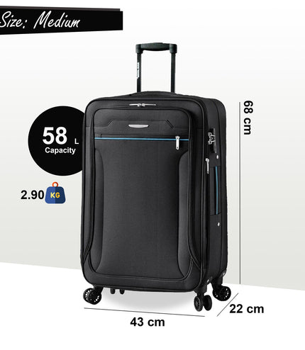 Cinderford Medium Soft Shell Suitcase in Black