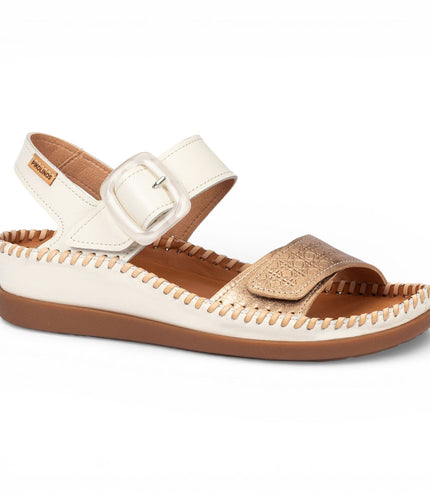 Pikolinos Women's White Leather Lightweight Summer Wedge Sandals - Cadaques