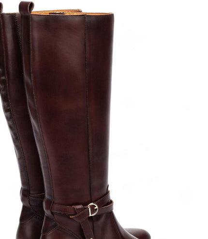 Pikolinos Women's Knee High Tall Caoba Brown Leather Boots - Daroca