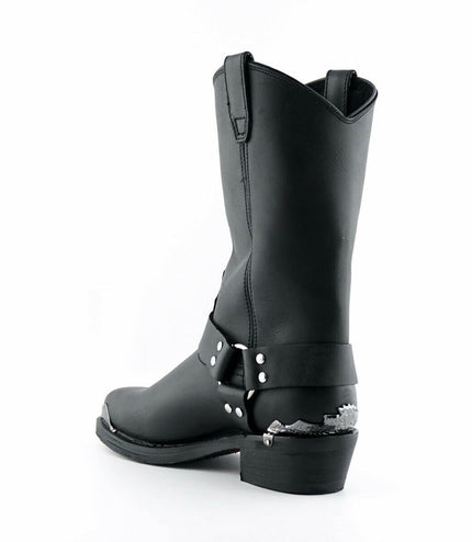 Grinders Mens Black Cowboy Biker Boots - Eagle Hi