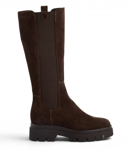 Tamaris Women’s Brown Leather Knee High Platform Heel Long Boots - 25608-41