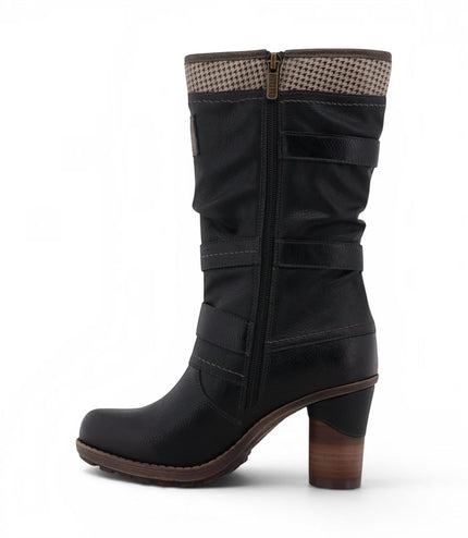 Mustang Women's Black Mid-Calf Heeled Long Boots - M0162001