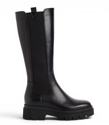 Tamaris Women’s Black Leather Knee High Platform Heel Long Boots - 25608-41