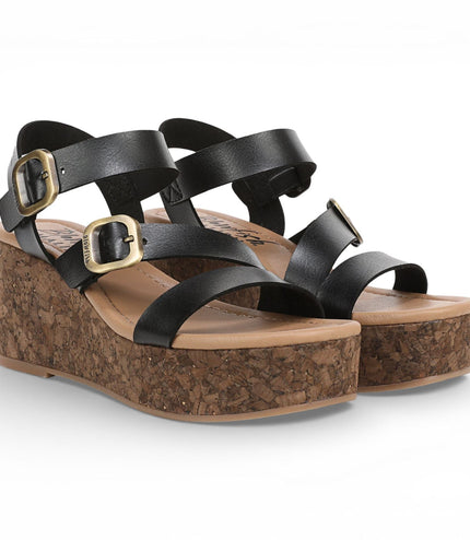 Blowfish Malibu Womens Black Wedge Strappy Espadrille Heel Sandals - Ali