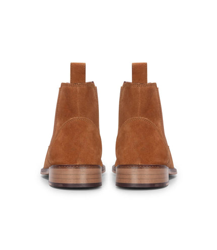 London Brogues Men's Tan Suede Leather Slip-On Chelsea Ankle Boots