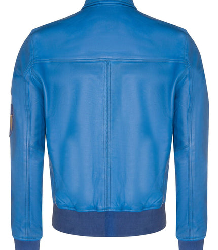 Mens Leather Air Force Bomber Jacket - Dublin - Blue