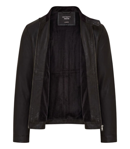 Mens Leather Black Racing Biker Jacket - Legar