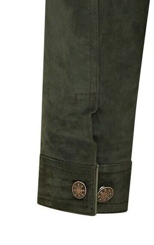 Mens Trucker Goat Suede Western Leather Jeans Jacket - Yangon - Green