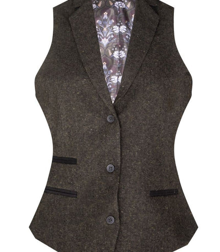 Womens 1920s Olive Green Wool Classic Retro Vintage Waistcoat