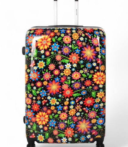 Ballina Large Hard Shell Suitcase in Black Flower