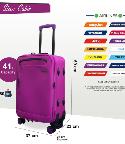Handa Cabin Soft Shell Suitcase in Pink