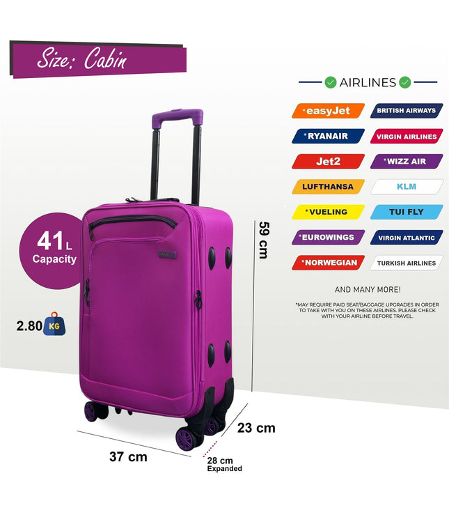 Handa Cabin Soft Shell Suitcase in Pink