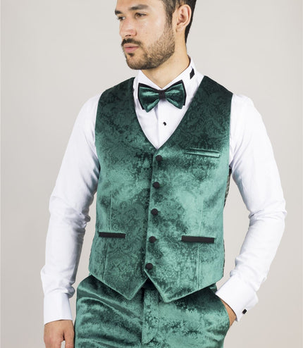 Men's Green 3 Piece Velvet Wedding Tuxedo Formal Suit