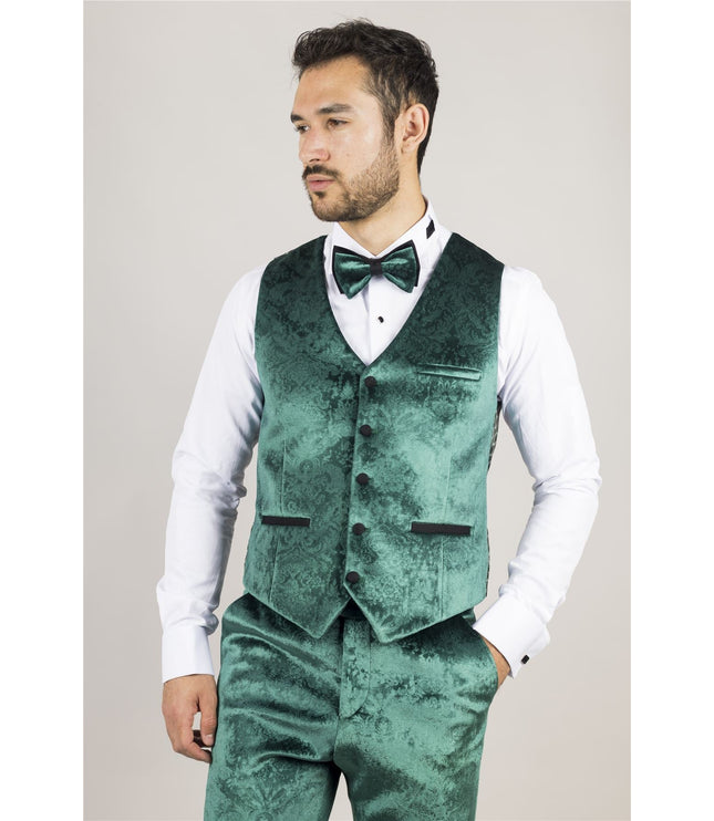 Men's Green 3 Piece Velvet Wedding Tuxedo Formal Suit
