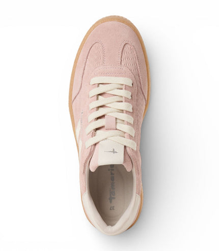 Tamaris Women's Pink Leather White Stripes Trainers Sneaker Shoes