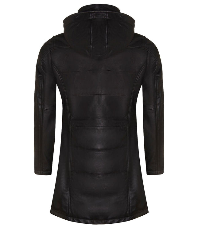 Women's Leather Quilted Parka Coat-Allentown