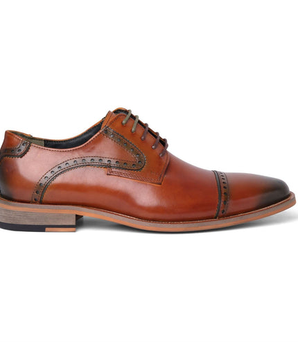 Justin Reess Men's Brown Leather Lace Up Oxford Shoes - Jenson