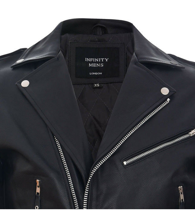 Mens Fringe Hide Leather Biker Jacket- Tokyo