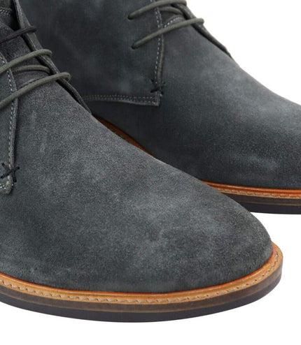 Mens Grey Suede Lace Up Chukka Boots