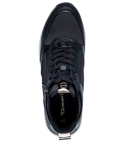 Tamaris Womens Navy Blue Fashion Lace-Up Zipped Sneakers Trainers