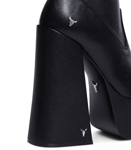 Windsorsmith Womens Black Mid-Calf Sock Platform Goth Heel Boots - Saviour