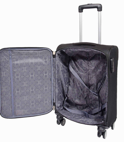 Clevedon Cabin Soft Shell Suitcase in Black