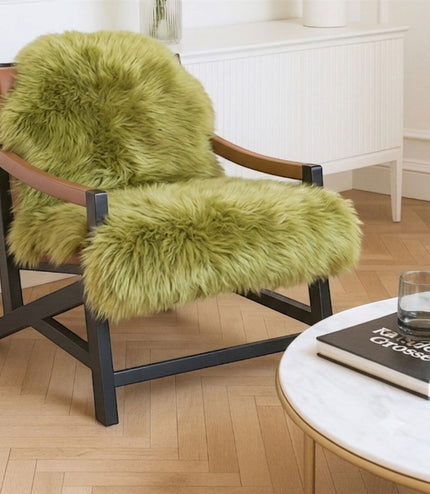 Genuine Green Sheepskin Natural Silky Soft Fluffy Real Wool Rug