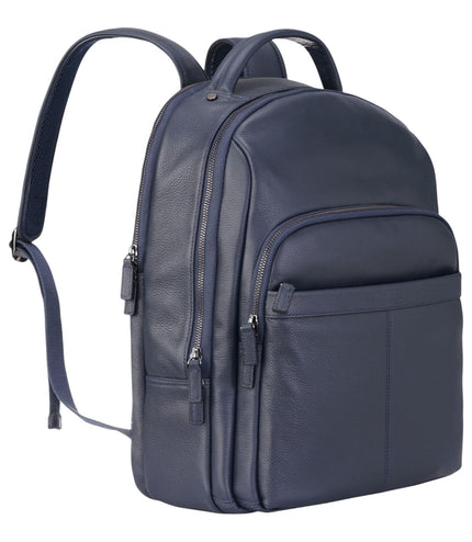 Genuine Leather Navy Blue Vintage Rucksack Laptop Bag Travel Backpack - Capri