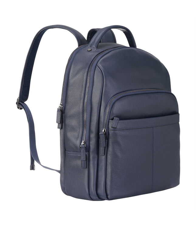 Genuine Leather Navy Blue Vintage Rucksack Laptop Bag Travel Backpack - Capri