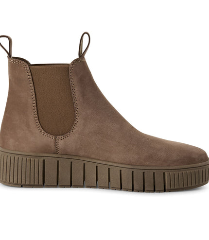 Tamaris Womens Taupe Brown Leather Chelsea Ankle Boots