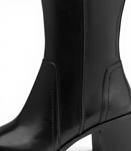 Tamaris Women’s Black Leather Riding Knee-High Heel Long Boots - 25576-47