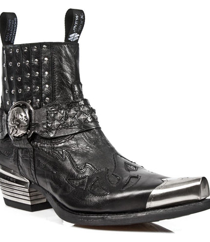 New Rock Black Metal Gothic Ankle Boots - 7950P-S1
