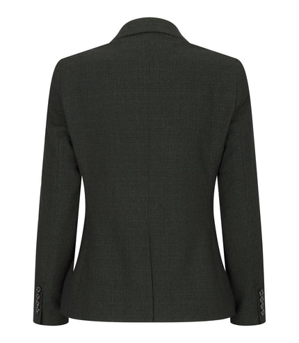 Women's Tweed Green Check Blazer Wool Classic Jacket