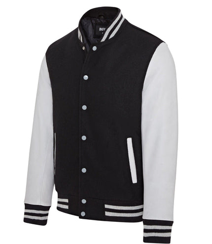 Letterman Baseball Wool Leather Varsity Bomber Jacket - Genoa - Black/Grey