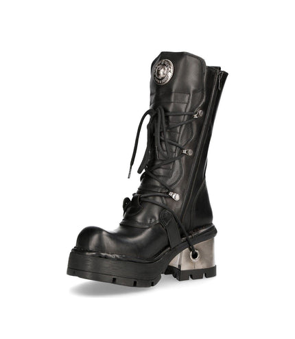 New Rock Women'S Leather Gothic Mid-Calf Boots - 373-S33