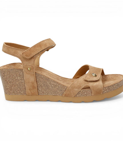 Panama Jack Women's Wedge Bark Brown Suede Leather Sandals - Julia B74