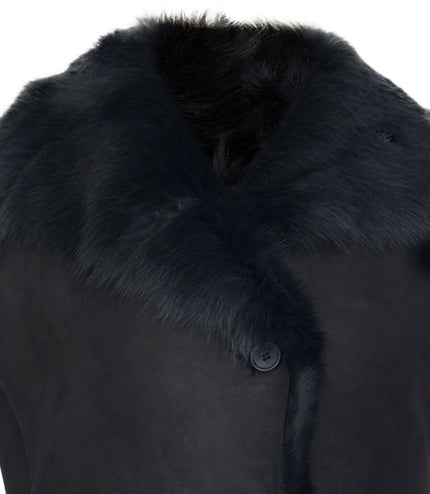 Women's Black Toscana Sheepskin Buttoned Gilet-Manama