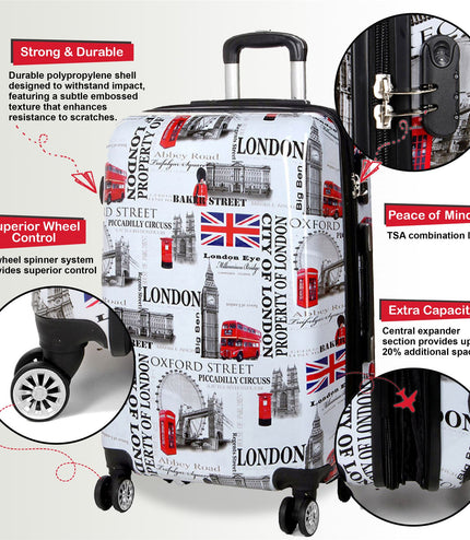 Cooma Set of 3 Hard Shell Suitcase London in Black Flower