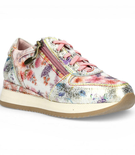 Laura Vita Women's Gycmo 58 Floral Leather Trainers Sneaker Shoes - Rose