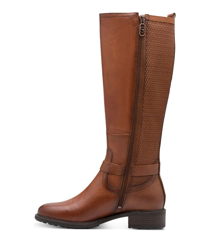 Tamaris Womens Cognac Brown Tan Leather Knee High Riding Boots