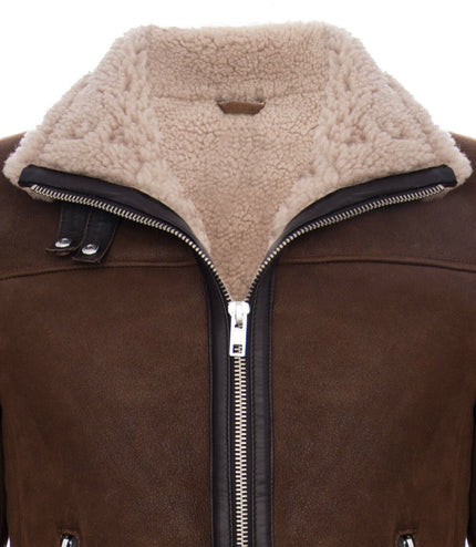 Mens Retro Pilot Sheepskin Leather Biker Jacket-Bogota