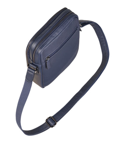Genuine Leather Navy Vintage Messenger Crossbody Travel Bag - Hawthrone